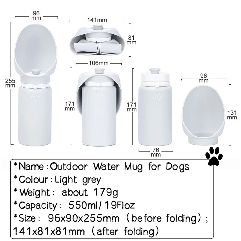 Foldable Pet Travel Water Bottle – 550ml