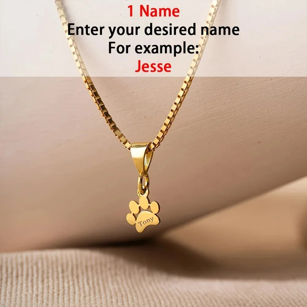 Custom Name Paw Necklace